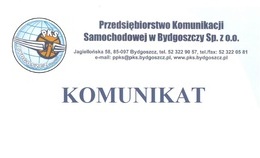 obrazek do Komunikat - PKS Bydgoszcz