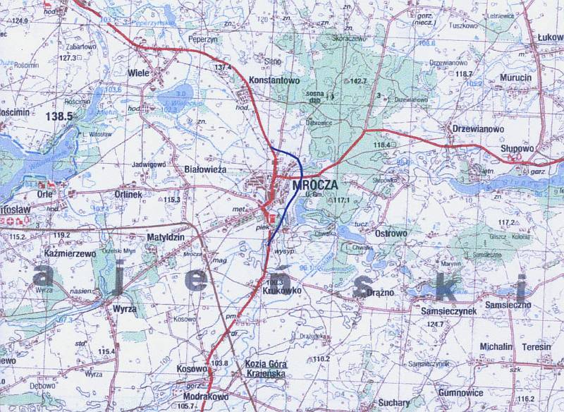 Mapa - przebieg obwodnicy miasta mrocza